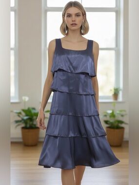 Narianna Midnight Blue Layered Mini Dress